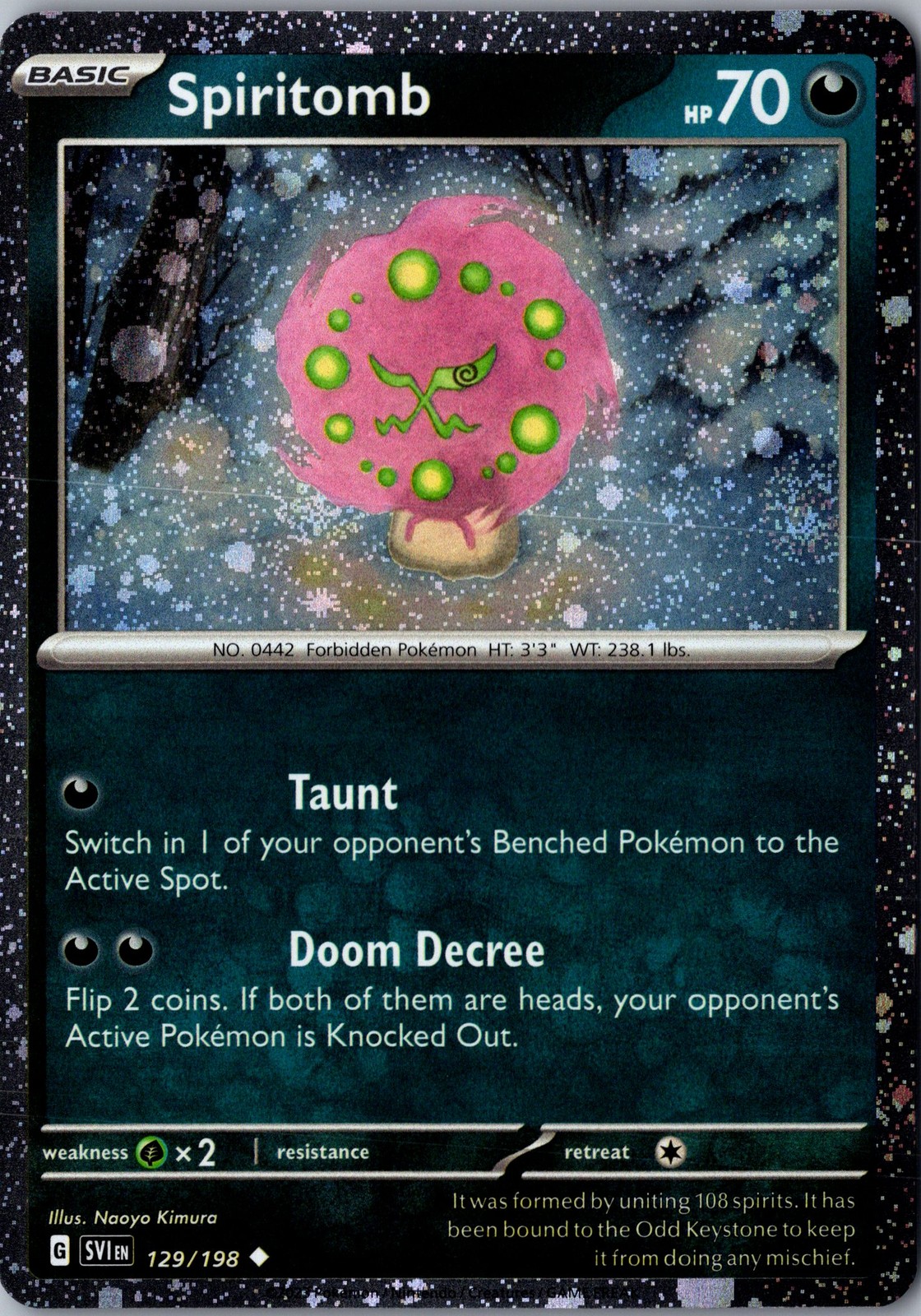 Spiritomb Cosmos Holo 129/198 Uncommon Scarlet and Violet Base LP Pokemon Card