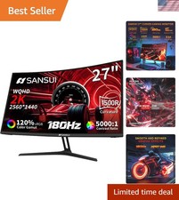 Immersive 27-Inch Curved Gaming Monitor - 2560x1440, 180Hz, Freesync Technology
