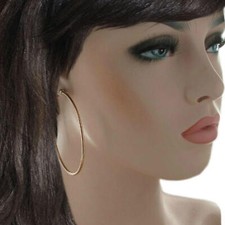 Ky & Co Rose Gold Tone Clip On Plain Wire Hoop Earrings 2 5/8" USA Made