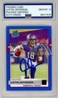 Justin Jefferson 2020 Donruss Rated Rookie Proof Blue Auto Card #313 PSA/DNA 10