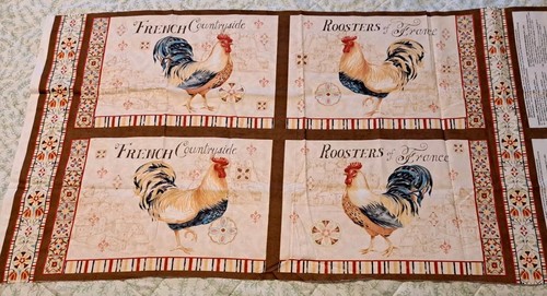 Bohemian Roosters Of France Fabric Panel Placemats Daphne B. Wilmington Prints