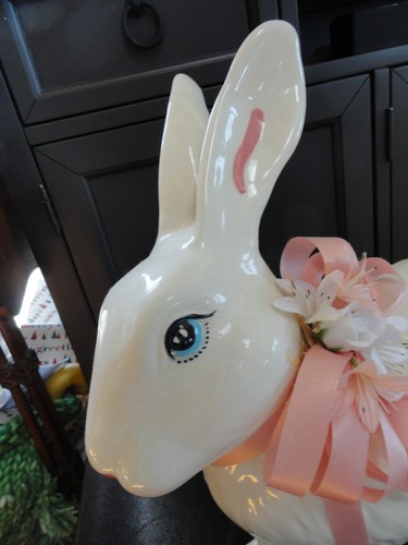 SCHÖNE VINTAGE GROSSE HANDBEMALTE KERAMIK HASE KANINCHEN SKULPTUR - Bild 3 von 16