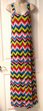 Vintage LOVE J sleeveless multicolor chevron long maxi dress size M (USA)