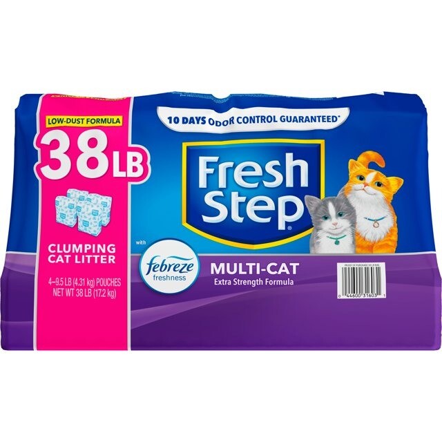 14/25/38lbs Fresh Step MultiCat Scented Litter with Febreze,Clumping