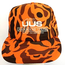 Vtg Underground Utilities Camouflage Hat UUS Hunt Snap Back Trucker Baseball Cap