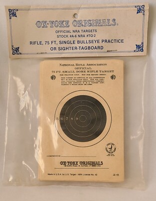 NRA 75 Ft Single Bullseye Small Bore Rifle Targets A6 #TQ-2 Ox-Yoke