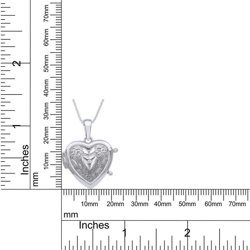 Medallón Corazón Colgante 18" Collar Diamante Natural Chapado en Oro Blanco 14K Foto 2 de 3