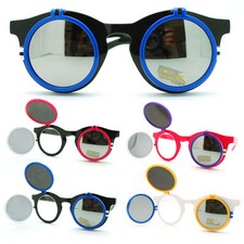Novelty High Fashion Double Flip Up Perfect Circle Round Sunglasses