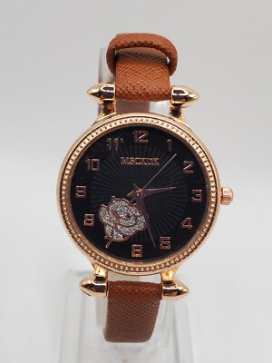 Mscxdk Ladies Fashion Quartz Watch 30mm Round Gold Tone Faux