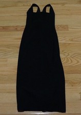ANN TAYLOR Women's Black Sleeveless Shift Dress lace up back long Size 4  LBD 