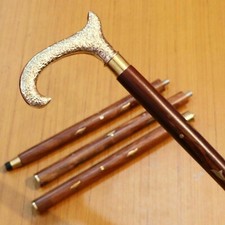 Designer Curved Head Brass Handle Antique Style Walking Stick Wooden Cane Gift