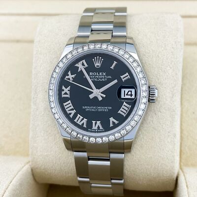 Rolex Datejust Medium 31mm Full Set 2023 UNWORN Diamanten 278240 Schwarz Diamond