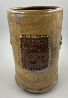 Signed Roger Guerin Remich Luxembourg Pottery Mug Stein fleur de lis