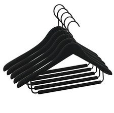 5x Cintre en bois de haute qualité, largeur 44 cm, avec barre pour pantalons