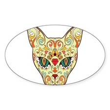 CafePress Kitty Sugar Skull Sticker Sticker Oval  1361845657 