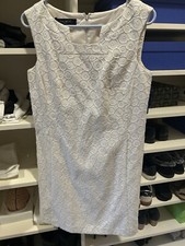 Vintage 90s Nine West Dress. Size 8. Ivory Stitch Design. 