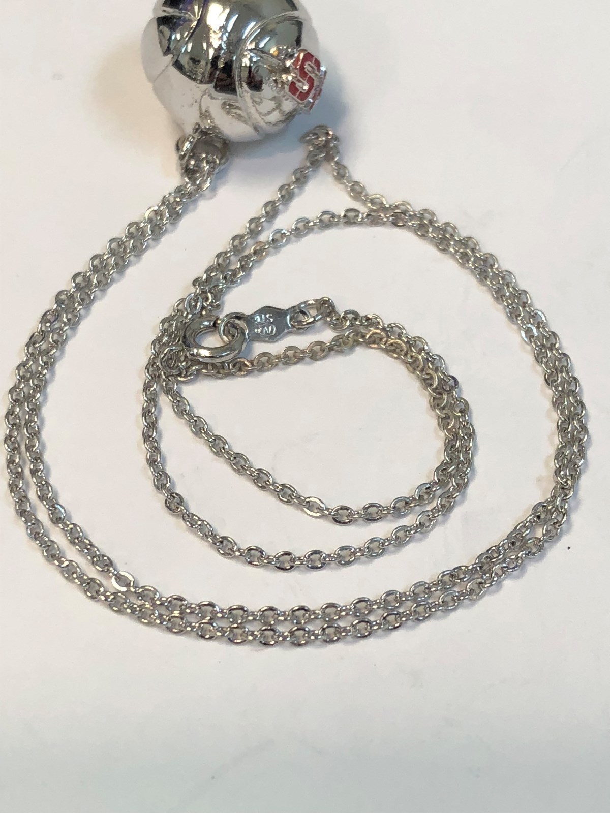 Solid Sterling Silver 925 Basketball Pendant Neck… - image 3