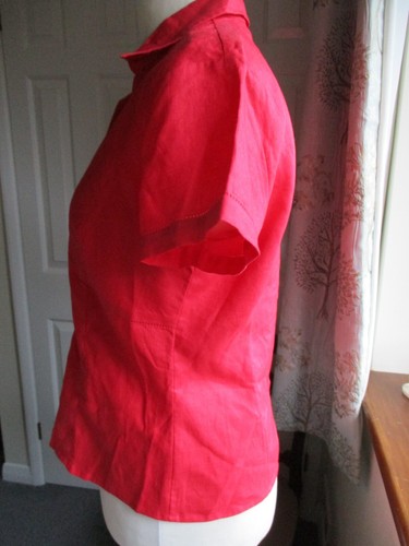 Debenhams - Red, short sleeve 100% linen, shirt - Size UK16/EU44 - Picture 7 of 10