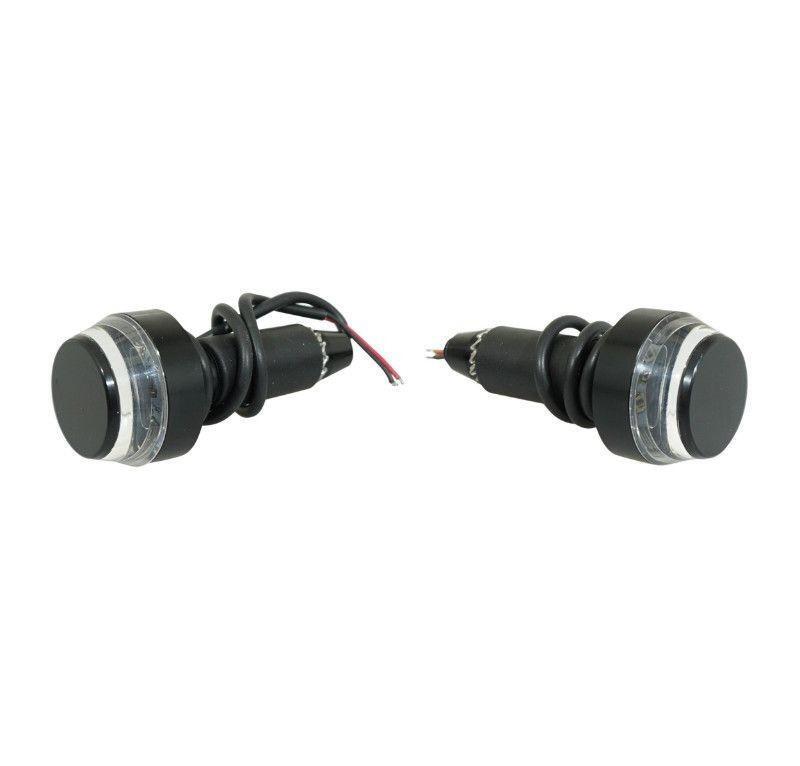 Embout de guidon LED cône noir et alu transparent avec clignotants orange pour moto
