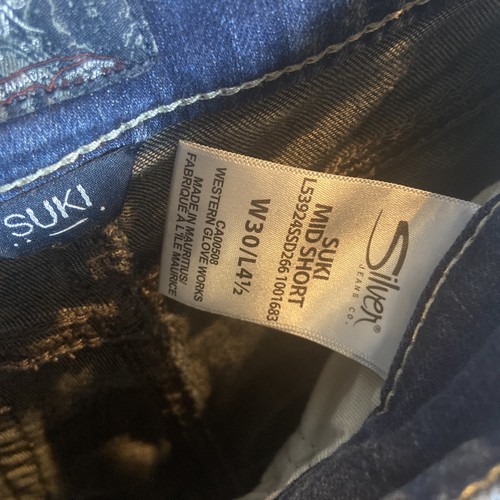 Silver Jeans Suki Mid Denim Shorts Womens Size 29 Western Glove Works Bermuda - Picture 5 of 14