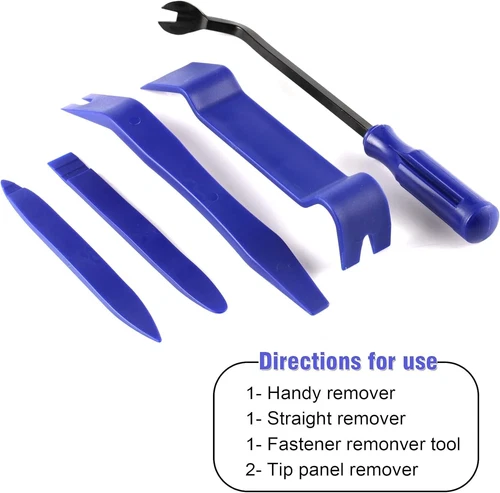 Plastic Trim Removal Pry Tool Set for Car Radio Panel Door Dash Clip Fasteners - Foto 1 di 15
