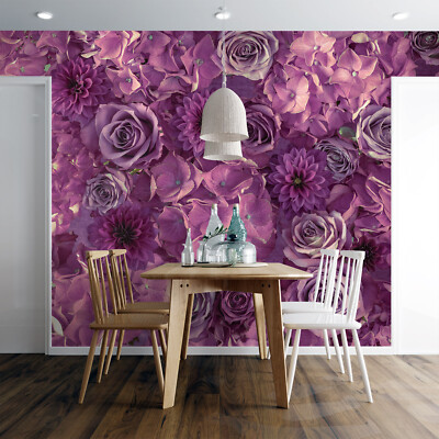 3D Purple Flowers O475 Wallpaper Wall Mural Self-adhesive Assaf Frank Eve