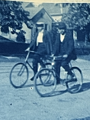 RARA FOTO CIANOTIPO BICICLETTE ANTICHE - Foto 3 di 4