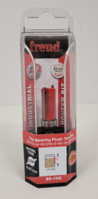 Freud 1/2'' Diameter Top Bearing Flush Trim Bit 1/4'' Shank 50-102 Router Bit