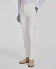 Hugo Boss Men's White Modern Fit Cotton Blend Solid Suit Separate Pants Size 38R