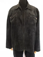 EMPORIO E.G.A. Size XL Men's Heavy Faux Suede Black Jacket Pea Coat