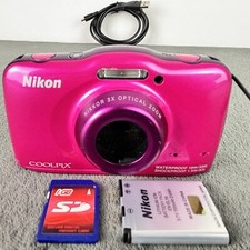 Nikon Coolpix S32 13,2 MP 3X zoom ottico digitale subacqueo fotocamera bambini set rosa