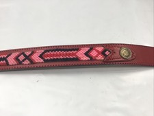 Women  s Red Leather Embroidered Western Belt Rodeo Yoakum Texas SZ 28