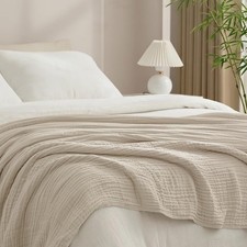 Cooling Muslin Blanket King Size 104"x80"6-Layer Lightweight Gauze Blanket Made