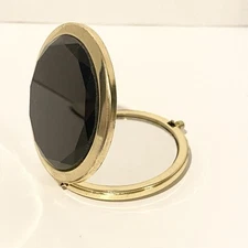 Mirror Vanity Compact Onyx Black Vintage Beautiful 