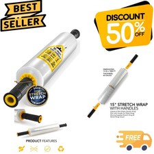 15 Inch Heavy Duty Clear Stretch Wrap Roll with Handles, 1000 Feet for Moving