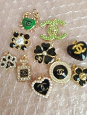 10   Pc Set Designer Zipper Pull Chanel  Button Charm Pendant 