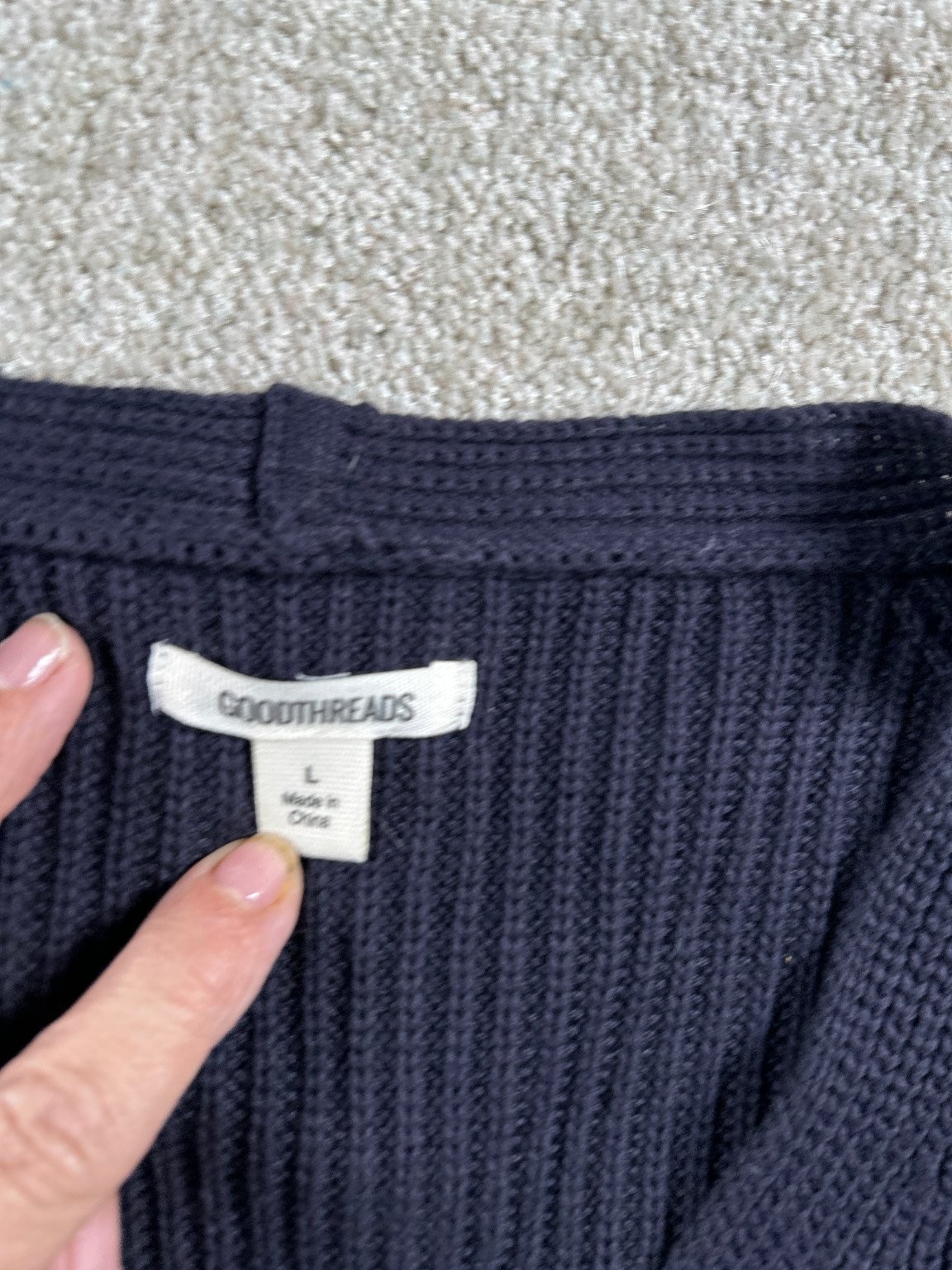 Goodthreads Sweater Women's Navy Large Cotton V-N… - image 5