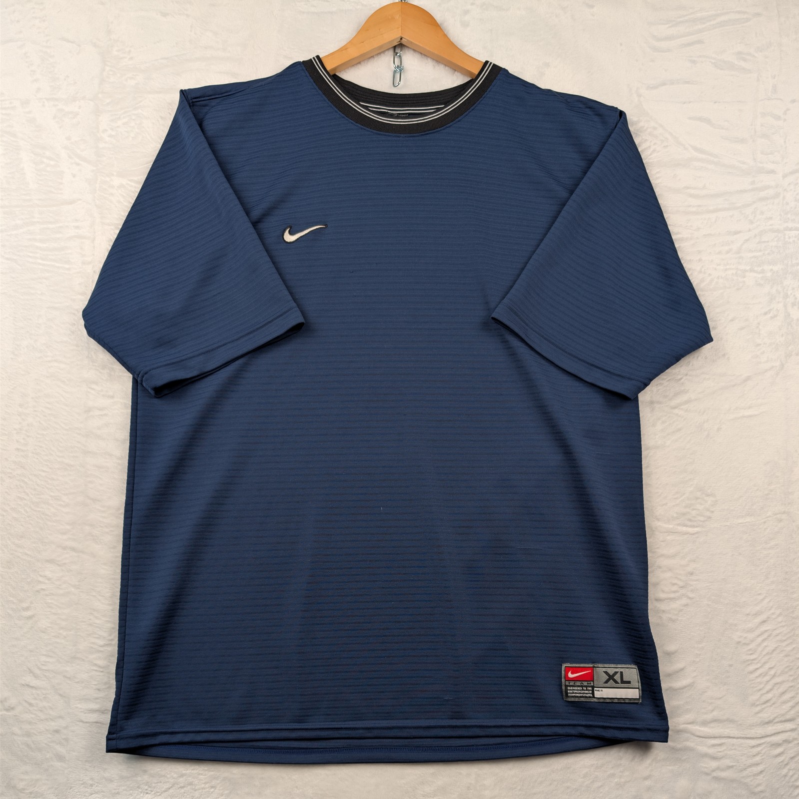 VTG Nike Team T Shirt Mens XL Blue Swoosh Soccer Athletic Training Jersey Y2K