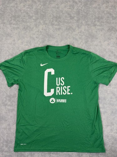 Boston Celtics Shirt Mens 2XL Green NBA Basketball Nike Tee Playoffs Dri Fit