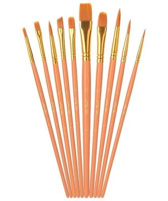 Mr. Pen- Acrylic Paint Brushes Set, 10 Pack, Round & 10 Pcs, Soft Ochre 