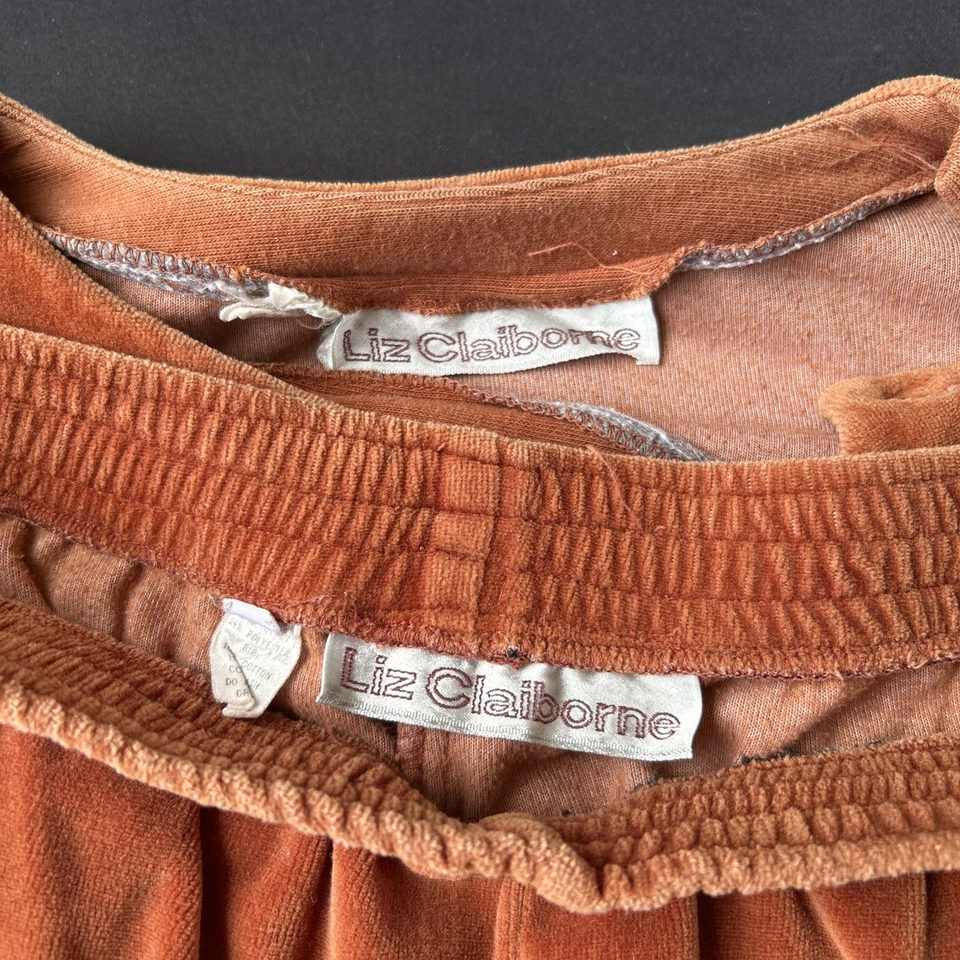 Vintage Liz Claiborne Brown jumpsuit Large button front wide leg long sleeve - Image 4 of 4