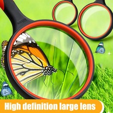 75mm Handheld Magnifying Glass 10x For Kids Seniors Non-Slip Reading Magnifier L