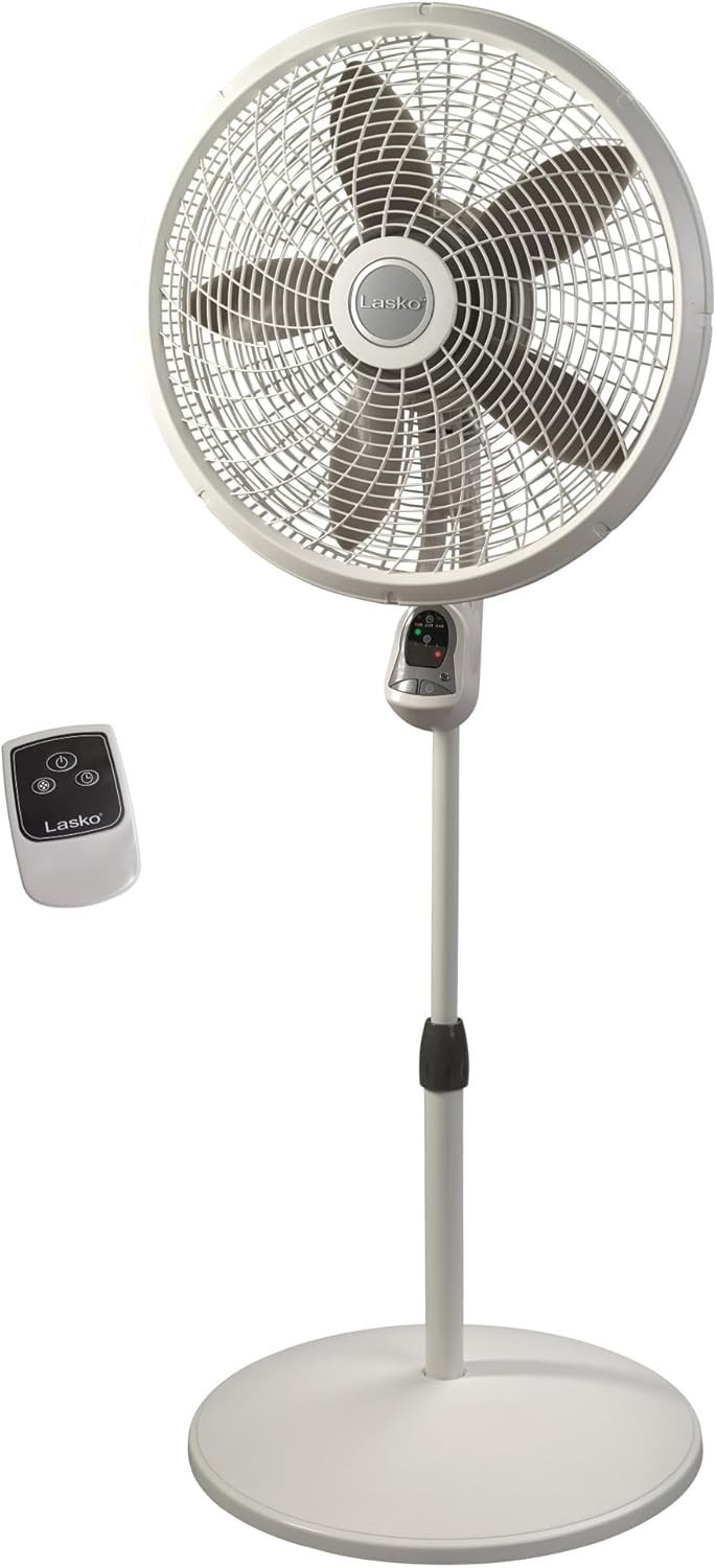 Lasko Cyclone Pedestal Fan, Adjustable Height, Remote Control, Timer, 3 Speeds,