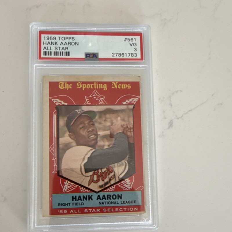 Topps 1959 Hank Aaron All Star #561 Milwaukee Braves PSA 3 Base Set Card