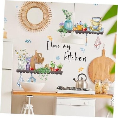 Bowl Kitchenware Utensil Shelf Wall Stickers,  I Love My Kitchen Potted