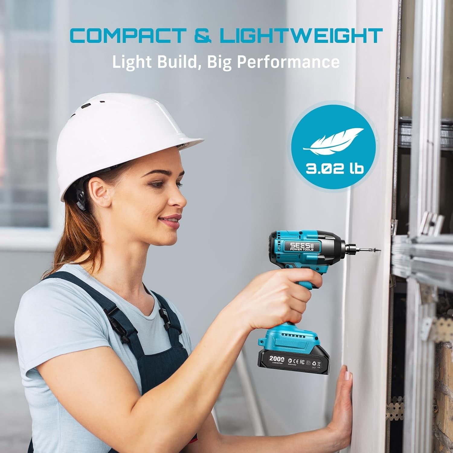 SEESII Cordless Electric Impact Driver Set, 1590in-lbs, 0-2500RPM,1/4"" Hex Chuck