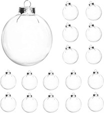 16 pcs Hanging Clear Plastic Fillable Ornaments, 2.36" DIY Christmas Balls...