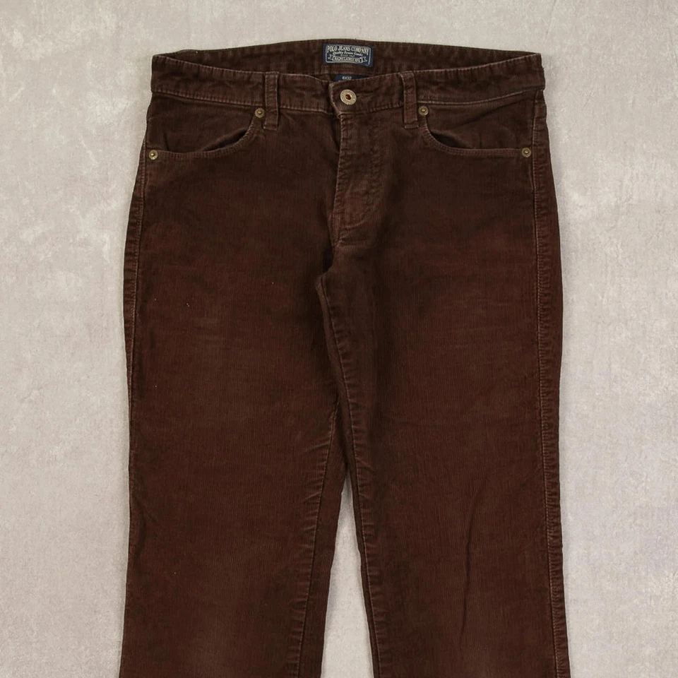 Pantalones de mezclilla Polo Ralph Lauren vintage con cordón relajado W30 L30 marrón para mujer Foto 3 de 4