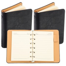 6 Ring Binder Cover 2 Pack A7 Notebook Binder 50 Sheets Line Paper, Black