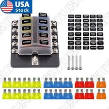 Car 10-Way Blade Fuse Box Block Holder Indica...